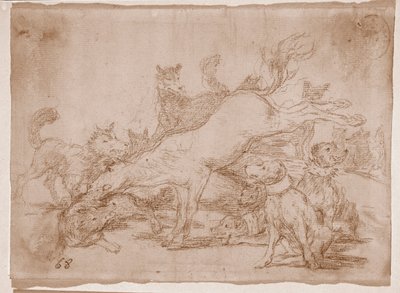 The Disasters of War: Han forsvarer godt (forberedende tegning af Francisco de Goya