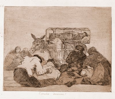 The Disasters of War: Mærkelig hengivenhed (radering fra forberedende tegning af Francisco de Goya