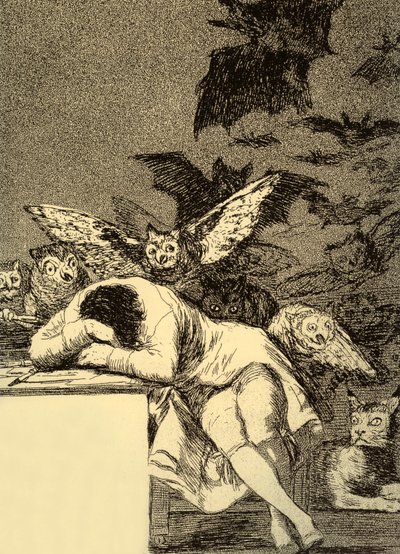 Fornuftens søvn producerer monstre (Caprice 43) af Francisco Jose de Goya y Lucientes