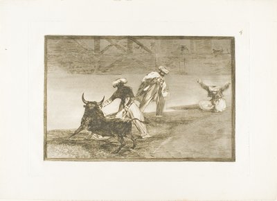 De leger en anden med kappen i en indhegning, plade fire fra The Art of Bullfighting af Francisco Jose de Goya y Lucientes