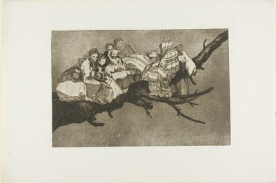 At gå mellem grenene, dvs. at tale gennem sin hat, planche tre fra Los Proverbios af Francisco Jose de Goya y Lucientes
