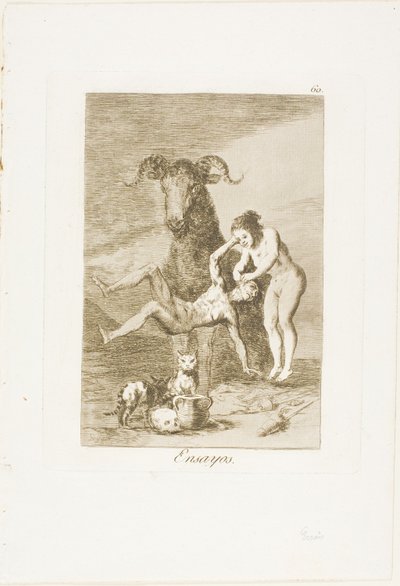 Forsøg, plade 60 fra Los Caprichos af Francisco Jose de Goya y Lucientes
