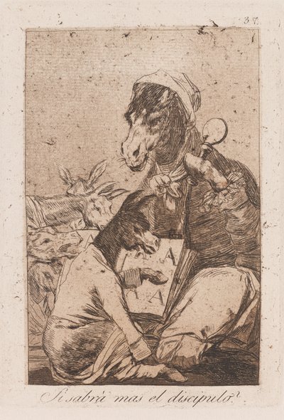 Vil eleven vide mere end mesteren?, slutningen af det 18.-begyndelsen af det 19. århundrede (tryk) af Francisco de Goya
