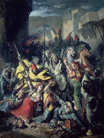 Moors Fighting (olie på lærred) af Francisco Lameyer