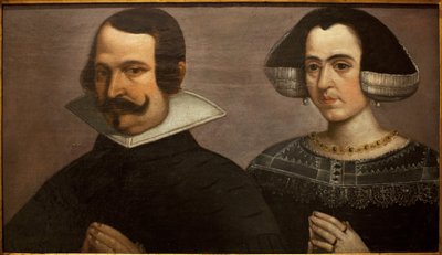 Portræt af et ungt par, der beder. Maleri af Francisco Pacheco (1564-1644), cirka 1630. Museum of Fine Arts i Sevilla, Spanien. af Francisco Pacheco