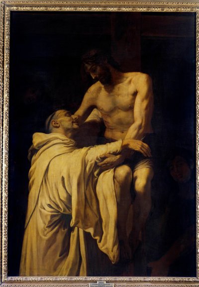 Kristus tager Sankt Bernhard af Clairvaux (San Bernardo di Chiaravalle) (1090-1153) i sine arme Maleri af Francisco Ribalta (1565-1628) 1621 Søn. 1,58x1,13 m Madrid, Musee du Prado af Francisco Ribalta