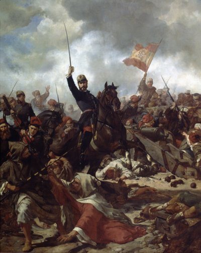 General John Prim og Prats (1814-70) i ​​slaget ved Tetouan i af Francisco Sans y Cabot