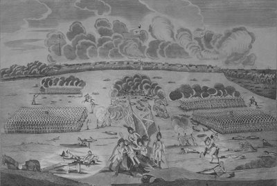 Et korrekt syn på slaget nær byen New Orleans 8. januar 1815, ca. 1816. af Francisco Scacki