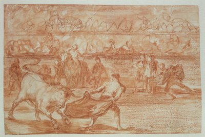 Tyrefægtning, 1815-16 (rødt kridt på papir) af Francisco de Goya