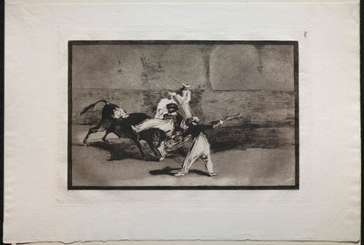 Tyrefights: A Moor Cathed by a Bull in the Ring, 1876. af Francisco de Goya