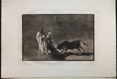 Tyrefægtning: Maurerne gør en anderledes leg i ringen Calling the Bull with the Burnous af Francisco de Goya