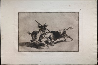 Tyrefights: The Spirited Moor Gazul er den første, der kæmper ifølge reglerne, 1876. af Francisco de Goya