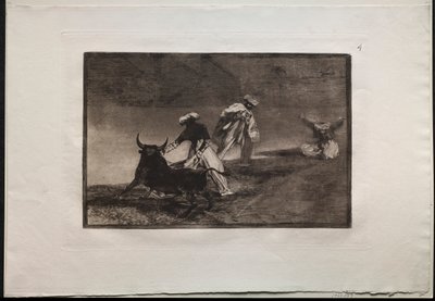 Tyrefights: They Play Another with the Cape in an Enclosure, 1876. af Francisco de Goya