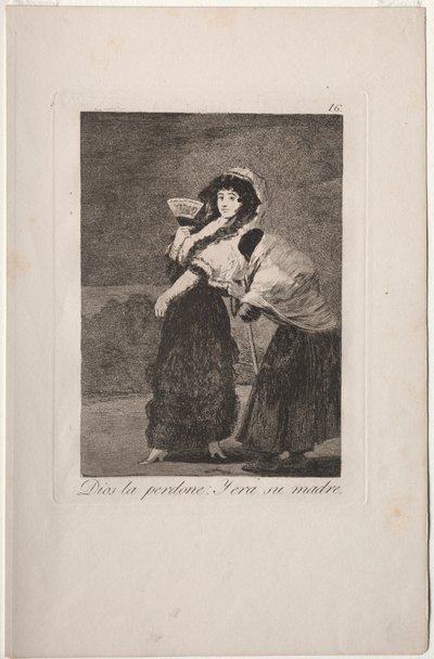 Caprichos: For himlens skyld: og det var hendes mor. af Francisco de Goya