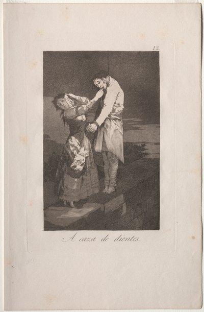 Caprichos: Ud på jagt efter tænder af Francisco de Goya