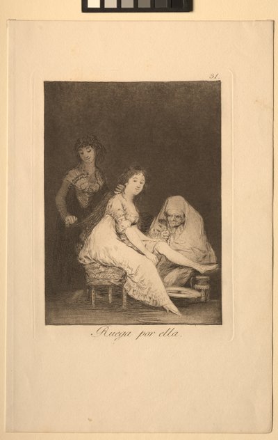 Caprichos: Hun beder for hende. af Francisco de Goya