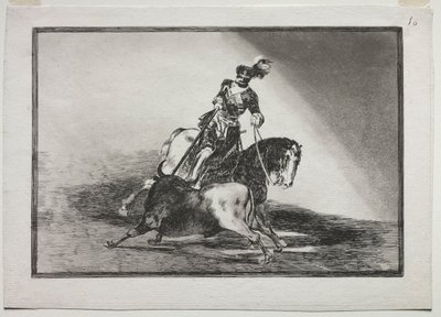 Charles V spydte en tyr i ringen i Valladolid, 1815-1816. af Francisco de Goya