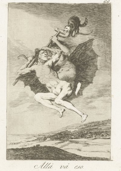 der går de Allá vá eso (titel på objekt) Los Caprichos (serietitel) af Francisco de Goya