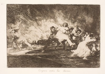 De flygter gennem flammerne (41) af Francisco de Goya