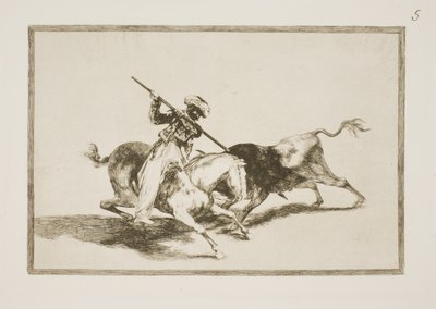 Den beåndede Maurer Gazul er den første til at spidde tyre i henhold til reglerne af Francisco de Goya