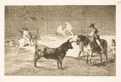Den fejrede picador, Fernando del Toro, provokerer den olme tyr med sin lanse af Francisco de Goya