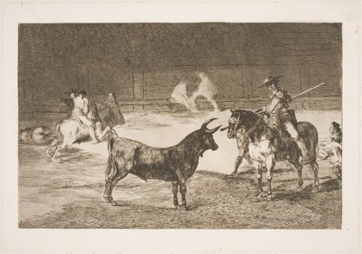 Den fejrede picador, Fernando del Toro, provokerer den olme tyr med sin lanse af Francisco de Goya