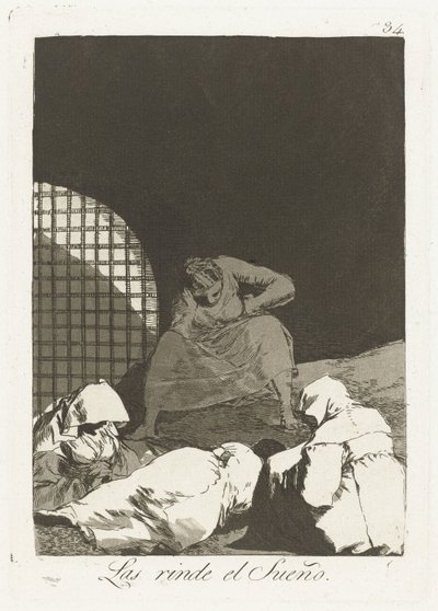 Door slaap overvalley Drømmen gengiver dem (titel på objekt) Los Caprichos (serietitel) af Francisco de Goya
