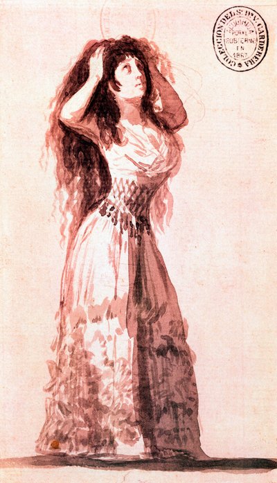 Hertuginde Alba sætter sit hår i orden. Tegning af Francisco de Goya y Lucientes (1746-1828). 1796. af Francisco de Goya