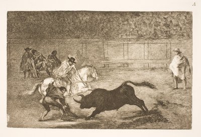En spansk rytter knækker korte spyd med hjælp fra sine sekundanter af Francisco de Goya