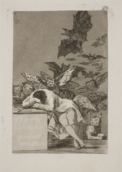 Fornuftens søvn fostrer uhyrer af Francisco de Goya