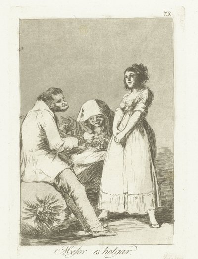 Det er bedre at være doven Mejor es holgar (titel på objekt) Los Caprichos (serietitel) af Francisco de Goya