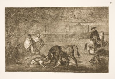Hundene pudses på tyren af Francisco de Goya