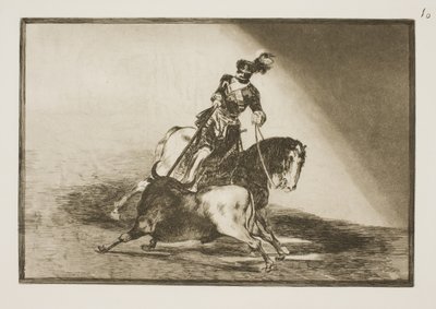 Karl V spidder en tyr i arenaen i Valladolid af Francisco de Goya