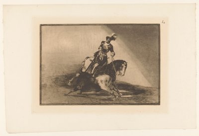 Kejser Karl V kæmper mod en tyr Carlos V. lanceando toro en la plaza de Valladolid Tyrefægtning (serietitel) La Taureaumachie (serietitel) La Tauromaquia (serietitel) af Francisco de Goya