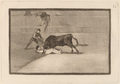 Pepe Illos uheldige død på Plaza de Madrid (Pepe Illos uheldige død i ringen i Madrid) af Francisco de Goya