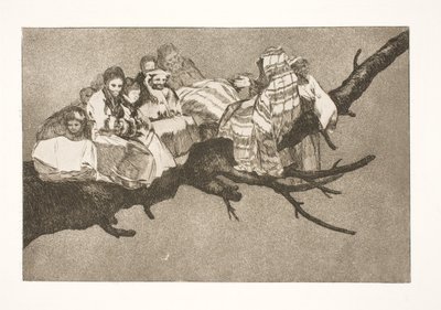 Latterlig dårskab (At færdes mellem grenene / at tale gennem sin hat) af Francisco de Goya