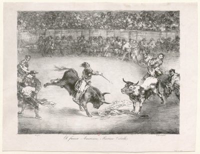 [Les Taureaux de Bordeaux: Den berømte amerikaner Mariano Ceballos] af Francisco de Goya
