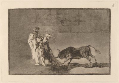 Los Moros hacen otro capeo en plaza con su albornoz (Maurerne laver en anderledes leg i ringen kalder tyren med deres brændende) af Francisco de Goya