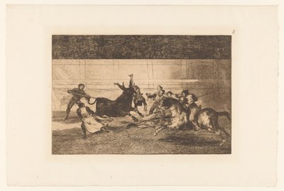 Mand spiddet på et tyrehorn Mort de Pepe Illo Tyrefægtning (serietitel) La Taureaumachie (serietitel) La Tauromaquia (serietitel) af Francisco de Goya