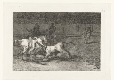 Mariano Ceballos skrev en sti Madriano Ceballos, alias El Indio, dræber tyren fra sin hest Tyrefægtning (serietitel) Stierenvechten (serietitel) af Francisco de Goya