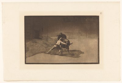 Martincho in gevecht met een stier Den berømte Martincho sætter banderillas til pause Stierengevechten (serietitel) La Taureamachie (serietitel) Tyrefægtning (serietitel) af Francisco de Goya