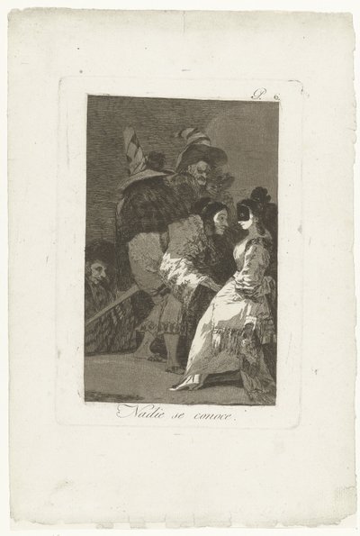 Ingen kender sig selv Nadie se conoce (titel på objekt) Los Caprichos (serietitel) af Francisco de Goya