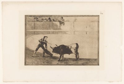 Pedro Romera Martínez doodt en stier Pedro Romero dræber en stående tyr Stierengevechten (serietitel) La Taureamachie (serietitel) Tyrefægtning (serietitel) af Francisco de Goya