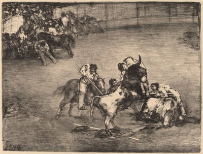 Picador fanget af en tyr af Francisco de Goya