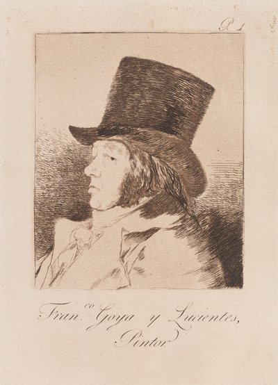 Portræt af kunstneren, slutningen af 18.-begyndelsen af 19 århundrede (tryk) af Francisco de Goya