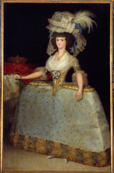 Portræt af dronningen af Spanien Mary Louise (1751-1819), kone til Charles IV Maleri af Francisco de Goya (1746-1828) 1828 Madrid, Museum of Prado - Fuld længde portræt af dronning Marie Louise af Spanien (1751-1819) , hustru til Karl IV. Maleri af Francis af Francisco de Goya