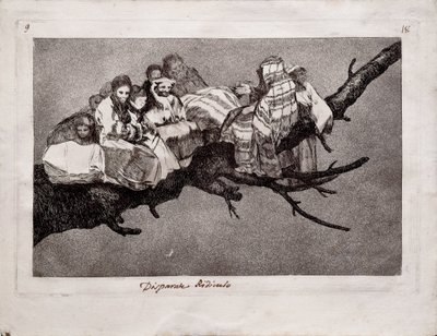 Latterlig dårskab fra serien Los Disparates Follies, 1815-1819 af Francisco de Goya