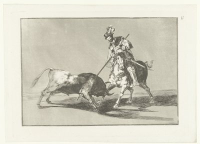 Rodrigo Diaz de Vivar besidder en stier El Cid Campeador spidder endnu en tyr Stierenvechten (serietitel) Tyrefægtning (serietitel) af Francisco de Goya