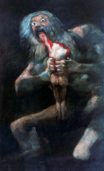Saturn fortærer et af sine børn, 1821-1823 af Francisco de Goya