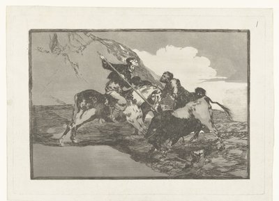 Stierenjacht te paard Hvordan de gamle spaniere jagede tyrene til hest i marken Stierenvechten (serietitel) Tyrefægtning (serietitel) af Francisco de Goya